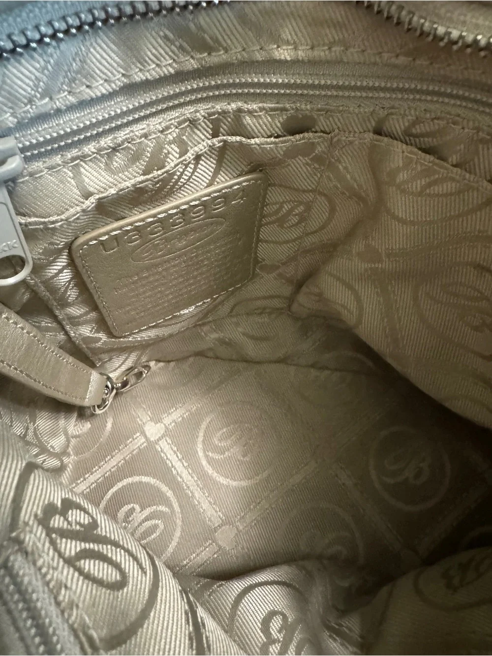 Brighton Cherie Croc Embossed Patent Leather Shoulder Bag Taupe
